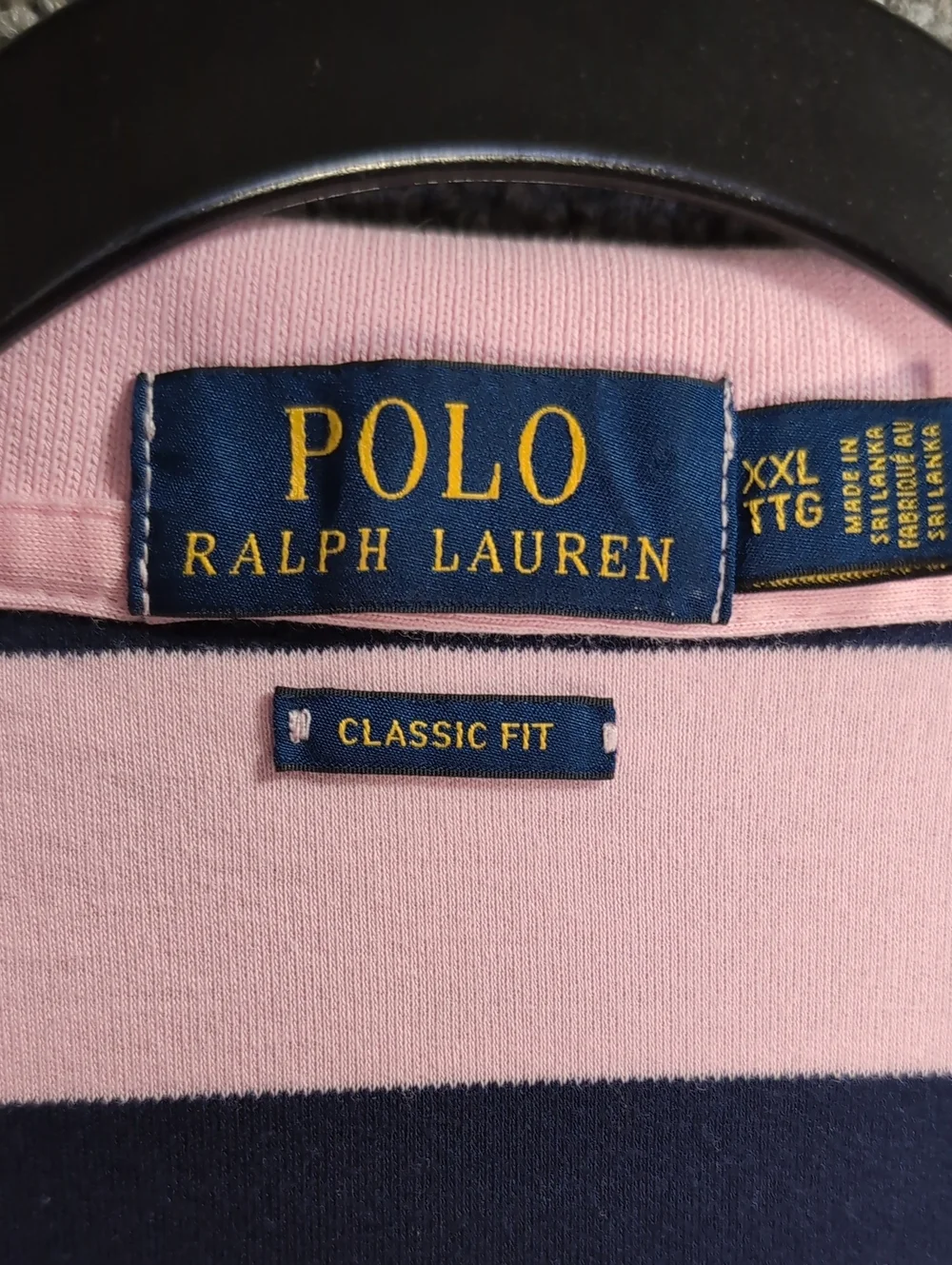 Polo Ralph Lauren Classic Fit Cotton Polo Size XXL Pink/Blue Striped White Pony